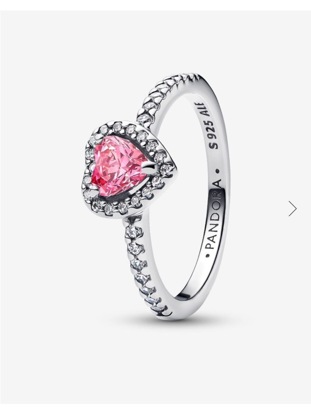 Pandora Sterling Silver Pink Heart Halo Ring